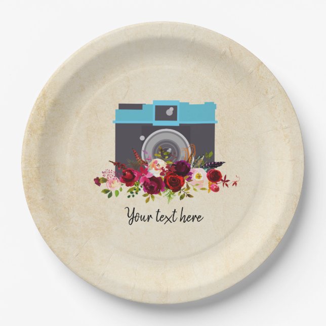 Vintage camera paper plate (Front)