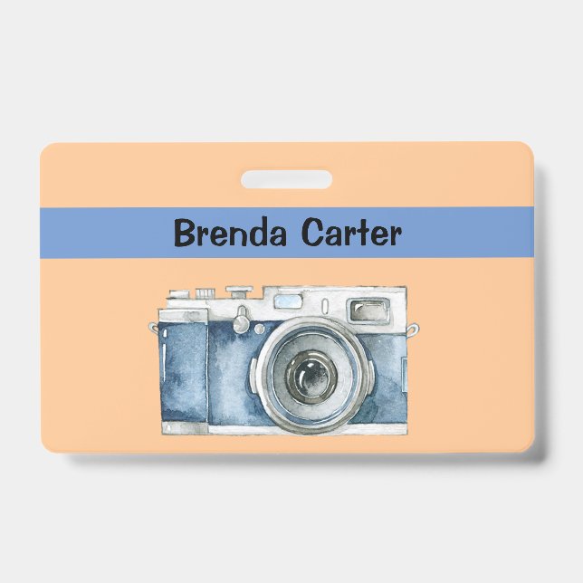 Vintage Camera Photographer with Name ID Badge (Front)