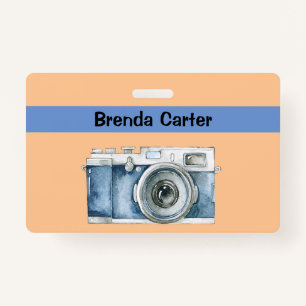 Vintage Camera Photographer with Name ID Badge