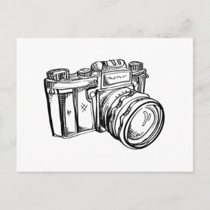 Vintage Camera Postcard - Black and White