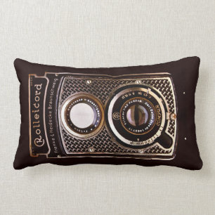Vintage camera rolleicord art deco lumbar cushion