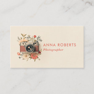 Vintage Camera Wedding Photographer Business Card