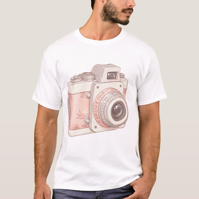vintage camera with flower T-Shirt (Front)