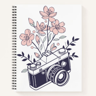 Vintage Camera with Flowers – Floral Photography Notebook