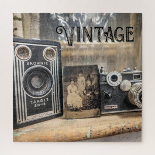 Vintage Cameras and Photo Print Jigsaw Puzzle