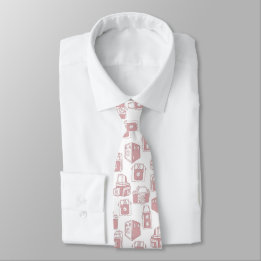 Vintage Cameras Retro Pattern (White / Pink) Tie