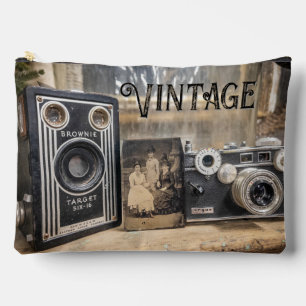 Vintage Cameras with Vintage print  Accessory Pouch
