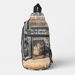 Vintage Cameras with Vintage print Sling Bag