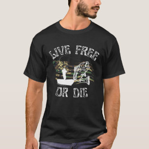 Vintage Camo American Flag Bass Fisherman Live Fre T-Shirt