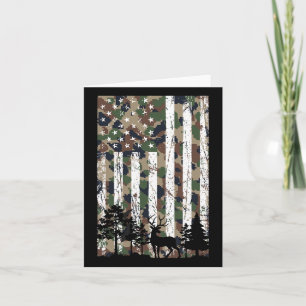 Vintage Camo American Flag Deer Camoflage Hunting  Card