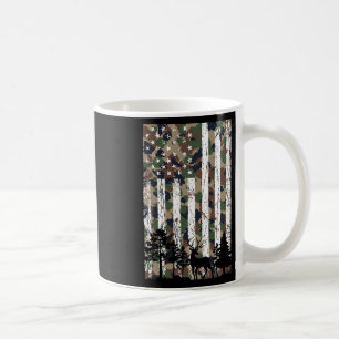 Vintage Camo American Flag Deer Camoflage Hunting Coffee Mug