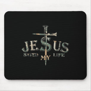 Vintage Camo Jesus Cross Christ Saved My Life Quot Mouse Pad