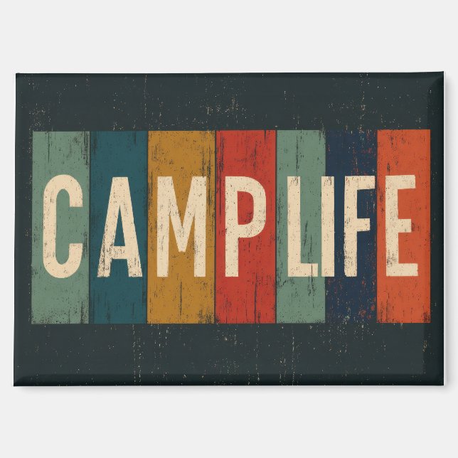 Vintage Camp Life Typography Magnet (Front)