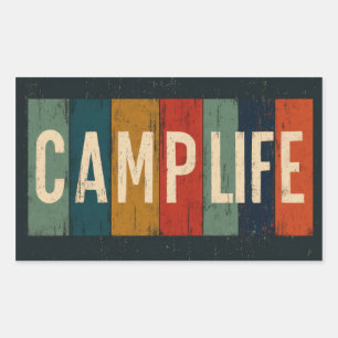 Vintage Camp Life Typography Rectangular Sticker