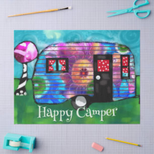 Vintage Camp Trailer Floral Personalised Decoupage Tissue Paper
