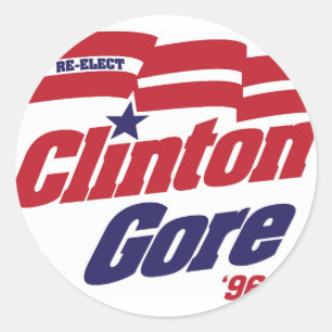 Vintage Campaign Logo Clinton/Gore 1996 Classic Round Sticker