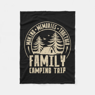Vintage Camper Camp Family Camping Trip 2025 Match Fleece Blanket