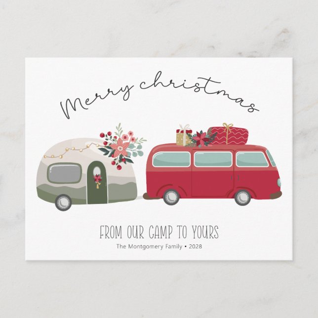 Vintage Camper Christmas Tree  | Christmas Card (Front)