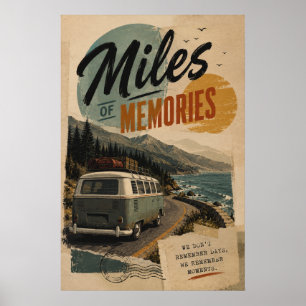 Vintage Camper Coastal Road Trip Memories Poster