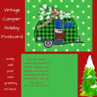Vintage Camper Holiday Postcard