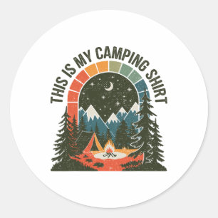 Vintage Camper This Is My Camping Hiking Clothes W Classic Round Sticker
