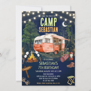 Vintage Camper Trailer Birthday Party Invitation