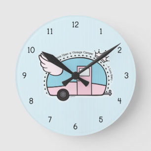 Vintage Camper Trailer Round Clock