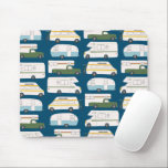 Vintage Camper Trailer RV Motorhome Vanlife Blue Mouse Pad<br><div class="desc">Check out this awesome pattern illustration of vintage camper trailers RVs and van! Customise it by adding your own text. Check my shop for more! If you buy it,  thank you! Be sure to share a pic on Instagram of it in action and tag me @shoshannahscribbles :)</div>
