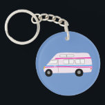 Vintage Campervan RV Van Motorhome  Cute Vanlife Key Ring<br><div class="desc">Check out this awesome RV campervan keychain.  Check out my shop for more RVs,  campers and lots more! Plus many colours too!
 
 Don't forget you can also customise it with your own text! Or let me know if you'd like me to make you a customised drawing?</div>