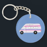 Vintage Campervan RV Van Motorhome  Cute Vanlife Key Ring<br><div class="desc">Check out this awesome RV campervan keychain.  Check out my shop for more RVs,  campers and lots more! Plus many colours too!
 
 Don't forget you can also customise it with your own text! Or let me know if you'd like me to make you a customised drawing?</div>