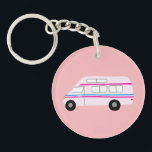 Vintage Campervan RV Van Motorhome  Cute Vanlife Key Ring<br><div class="desc">Check out this awesome RV campervan keychain.  Check out my shop for more RVs,  campers and lots more! Plus many colours too!
 
 Don't forget you can also customise it with your own text! Or let me know if you'd like me to make you a customised drawing?</div>