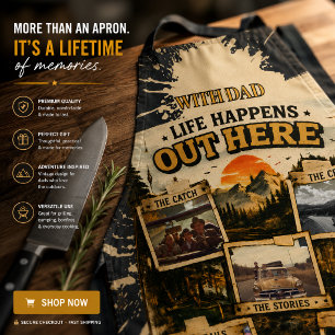 Vintage Camping Adventure Memory Photos for Dad  Apron