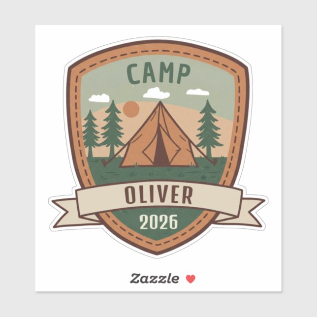Vintage Camping Badge Personalised (Sheet)