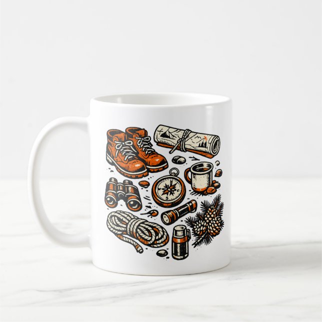 Vintage Camping Essentials Coffee Mug | Retro Outd (Left)