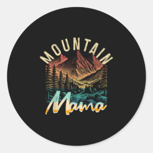 Vintage Camping Hiking Mountain Mama Retro Adventu Classic Round Sticker