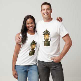 Vintage Camping Lantern Retro Outdoor Illustration T-Shirt