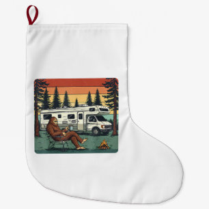 Vintage Camping Motorhome RV Bigfoot Adventure Large Christmas Stocking