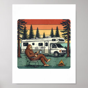 Vintage Camping Motorhome RV Bigfoot Adventure Poster