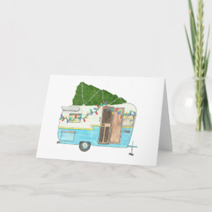 Vintage Camping Trailer Christmas Card