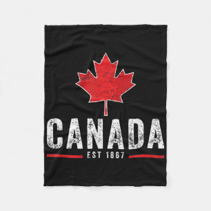Vintage Canada Est 1867 Patriotic Proud Canadian M Fleece Blanket