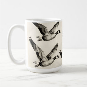 Vintage Canada Geese in Flight Engraving Coffee Mug