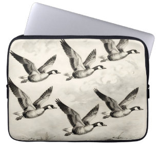 Vintage Canada Geese in Flight Engraving Laptop Sleeve