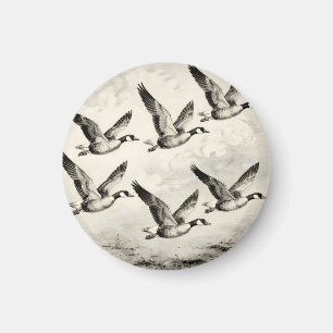 Vintage Canada Geese in Flight Engraving Magnet