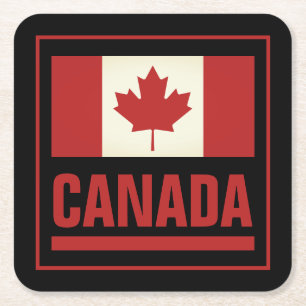 Vintage Canadian maple leaf flag of Canada Square Paper Coaster
