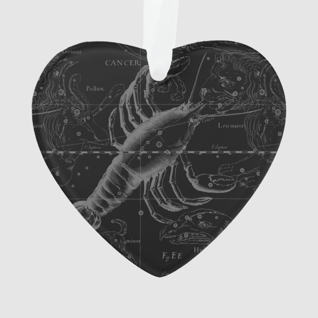 Vintage Cancer Constellation Map Hevelius 1690 Ornament (Back)