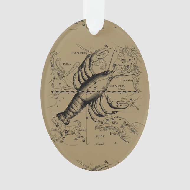 Vintage Cancer Constellation Map Hevelius 1690 Ornament (Front)