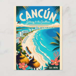 Vintage Cancún Mexico Gateway to the Caribbean  Postcard
