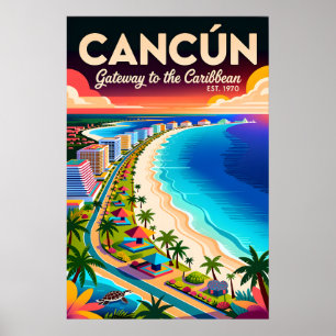 Vintage Cancún Mexico Gateway to the Caribbean Poster