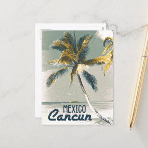 Vintage Cancun Mexico Poster Art Travel Holiday Postcard