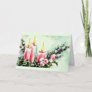 Vintage Candle Centerpiece Christmas Card
